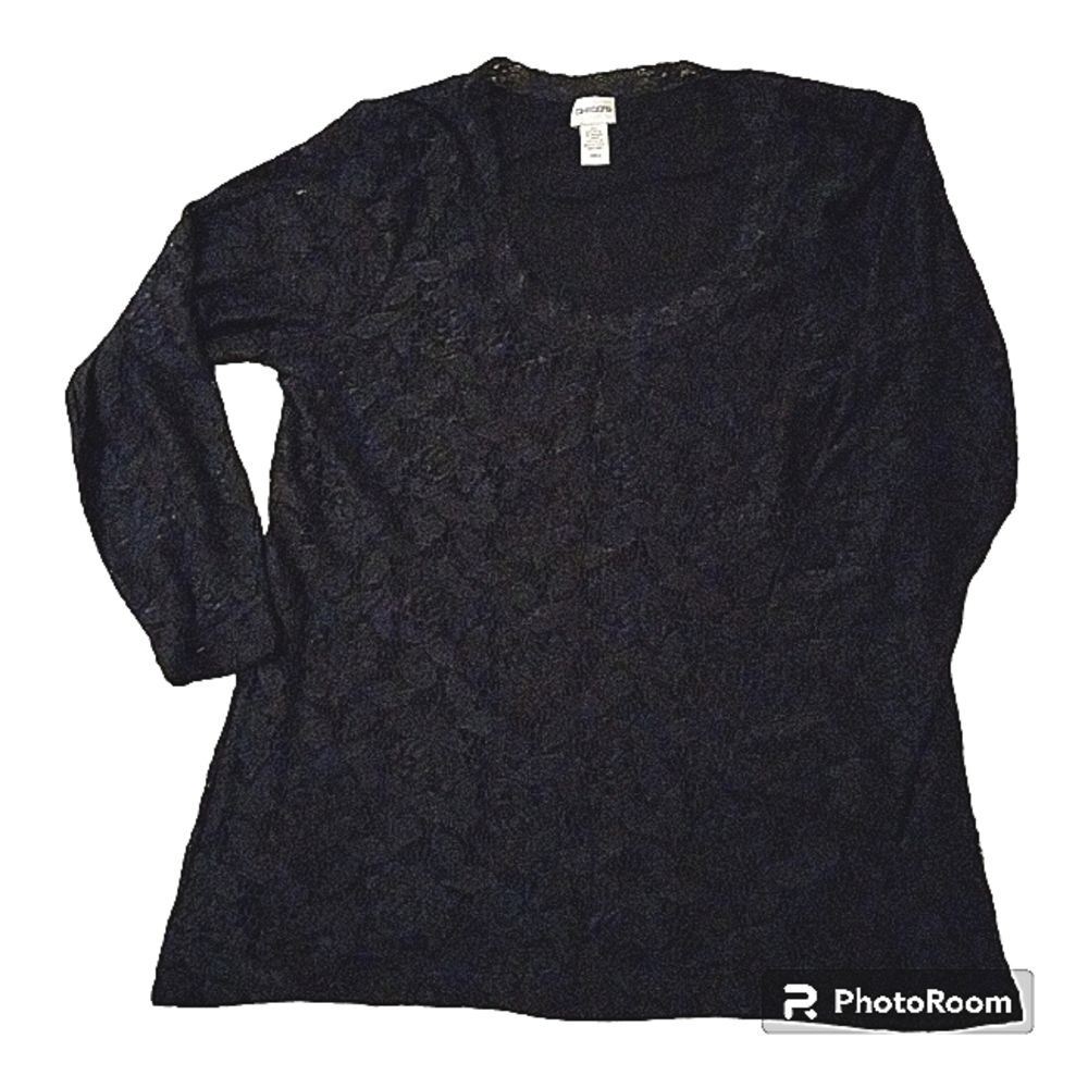 Chico's Fully Lined Black Lace Top Size 3 XL